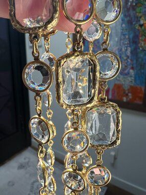 Autentic Vintage Chanel Clear CHICKLET Sautoir Long Necklace